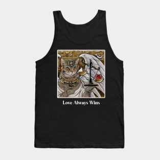 Egyptian Cat With Scale - Love Always Wins - White Outlined Version Tank Top